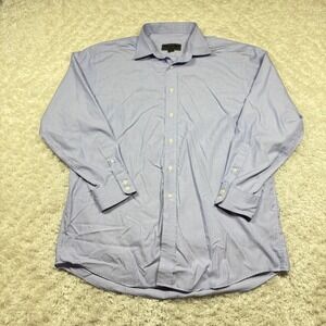 Jos A Bank Reserve Shirt Mens 17 34 Blue Striped Button Up Long Sleeve Custom